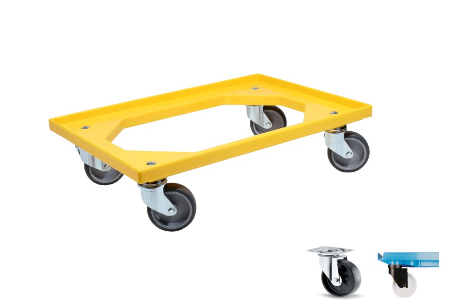 Vozík 64S-PP 2-2 PT žlutý, PP kola 100 mm